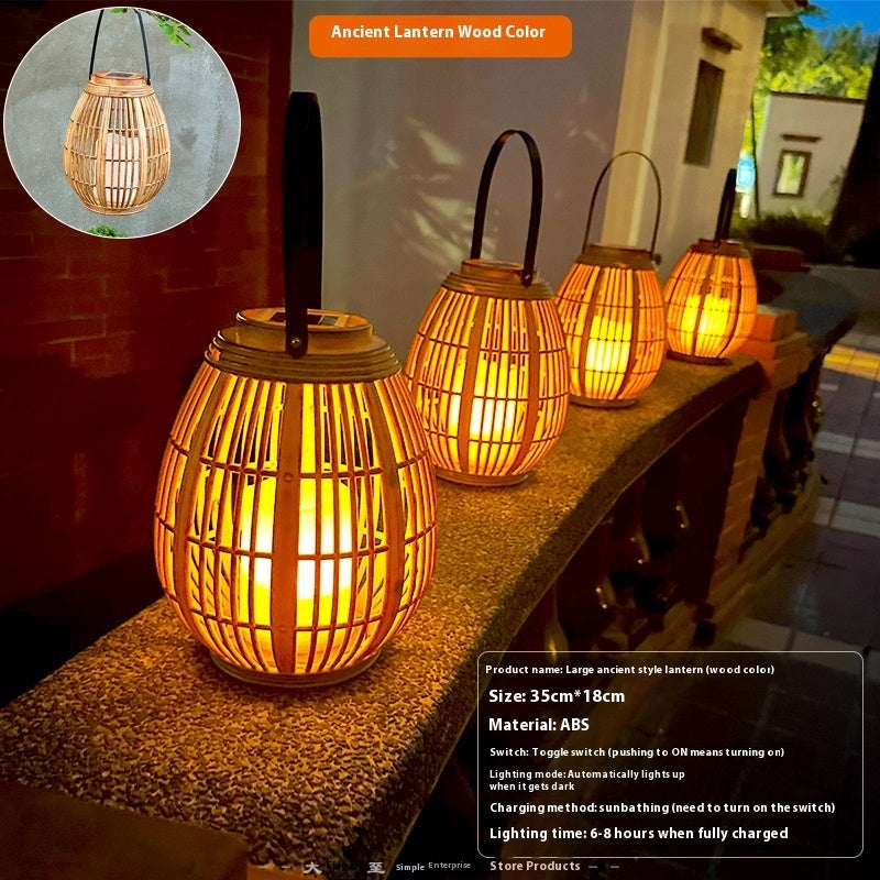 Solar Garden Decoration Bamboo Woven Candle Lights