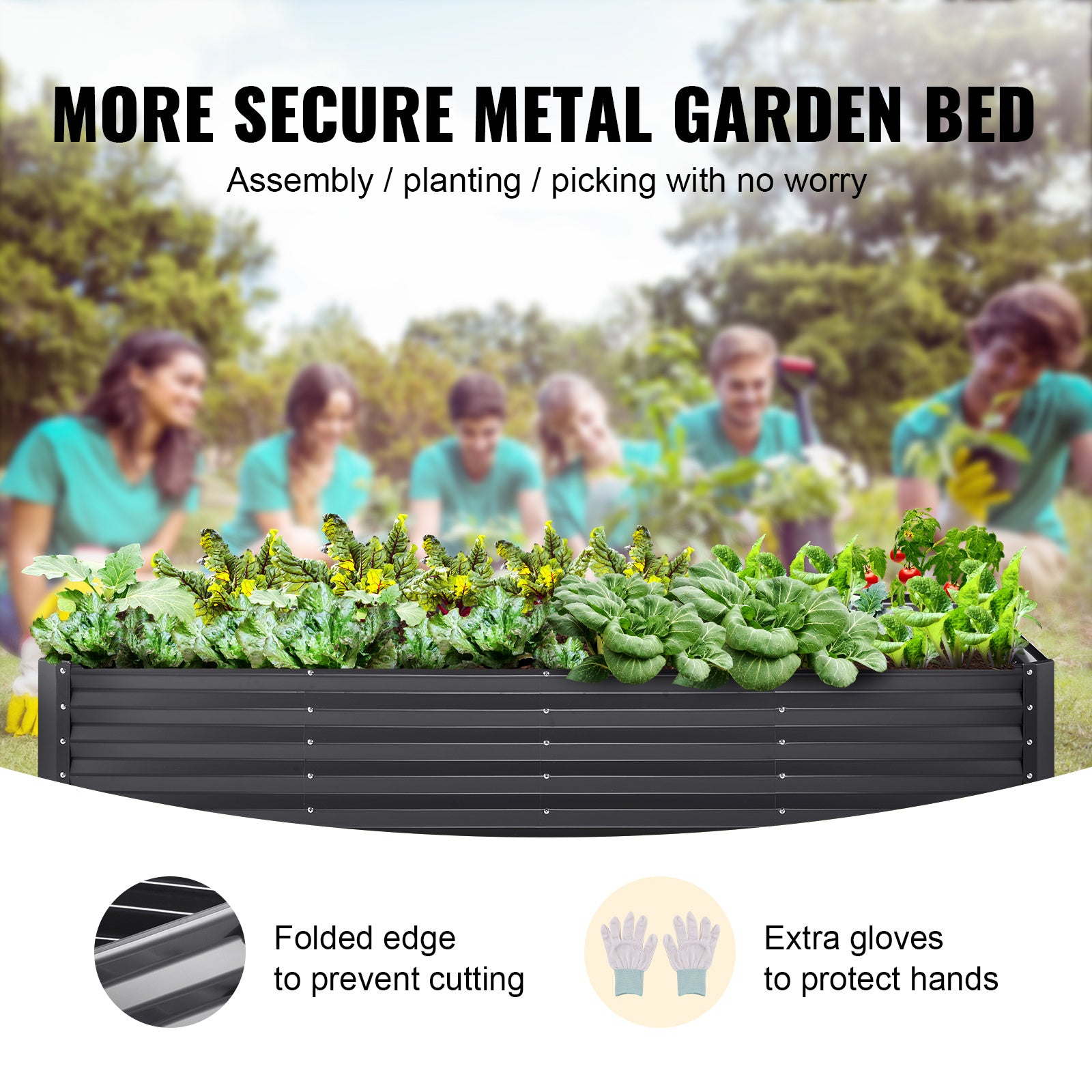 VEVOR Galvanized Raised Garden Bed Planter Box 94.5x47.2x23.6inch Flower Vegetable