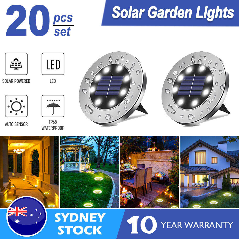 8LEDs Ground Solar Lights 20X  Waterproof Buried Recessed Outdoor Garden Path AU