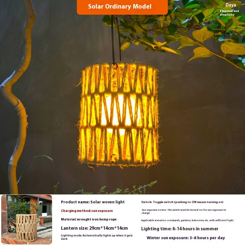 Solar Garden Decoration Bamboo Woven Candle Lights