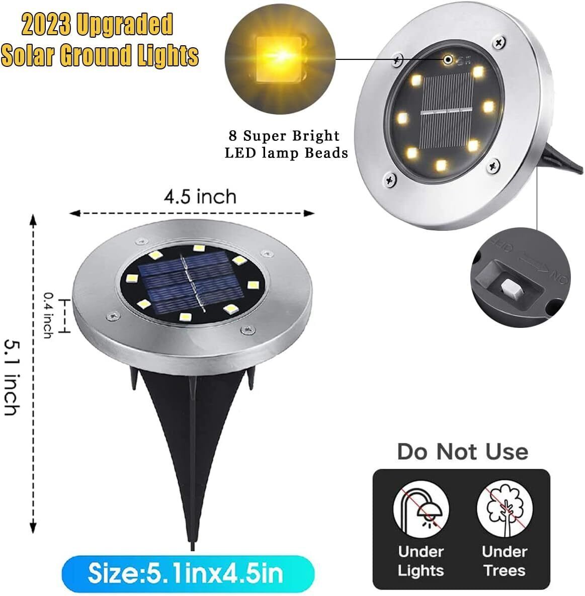 8LEDs Ground Solar Lights 20X  Waterproof Buried Recessed Outdoor Garden Path AU